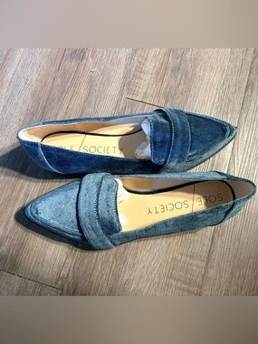 Sole Society Teal Velvet Loafers - Women's Slip-On Flats